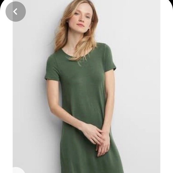 GAP Softspun Short Sleeve T-Shirt Dress, Green - Picture 2 of 12